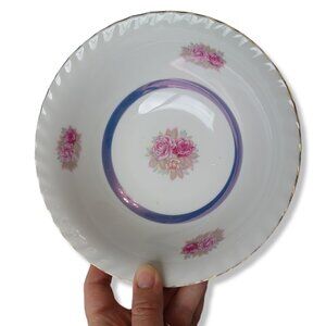 Vintage China Porcelain Small Serving Bowl Dish Dinnerware Gold Rim Floral